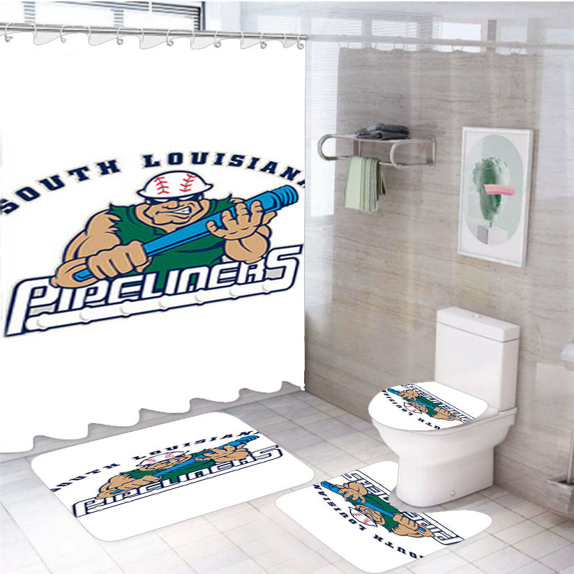 South Louisiana Pipeliners Baseball Logo White 4Pcs Bathroom Set Shower Curtain