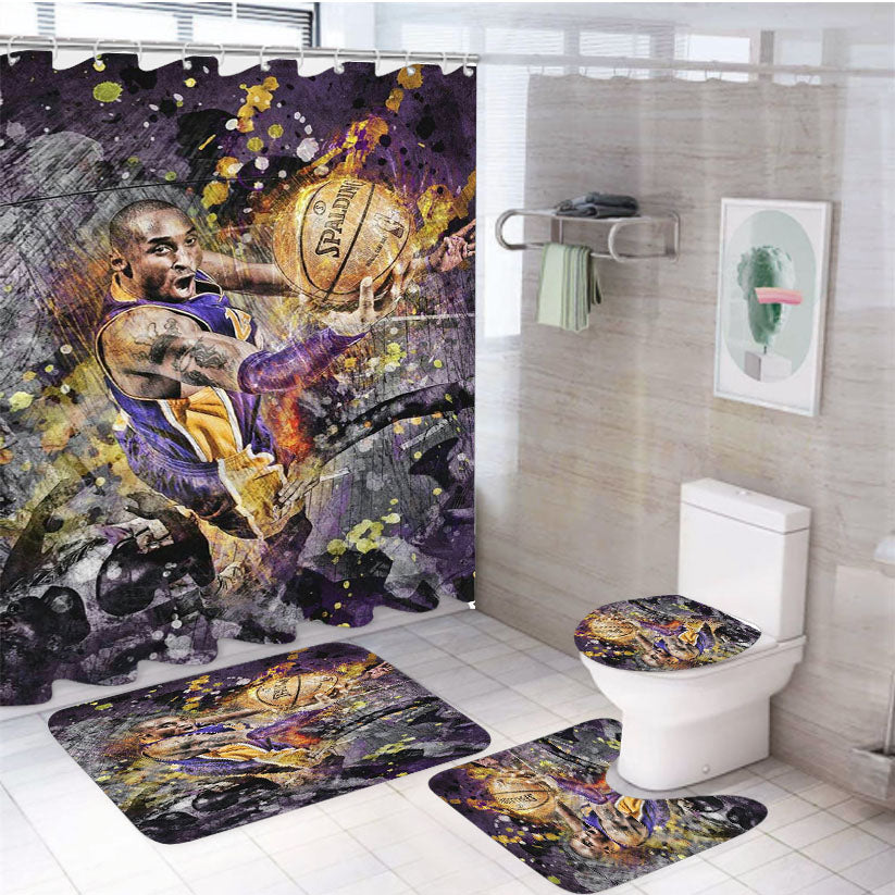 Spalding Kobe Bryant 4Pcs Bathroom Set Shower Curtain