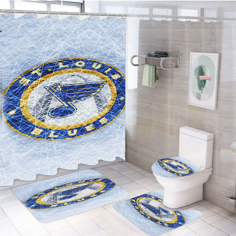 St Louis Blues Logo 4Pcs Bathroom Set Shower Curtain