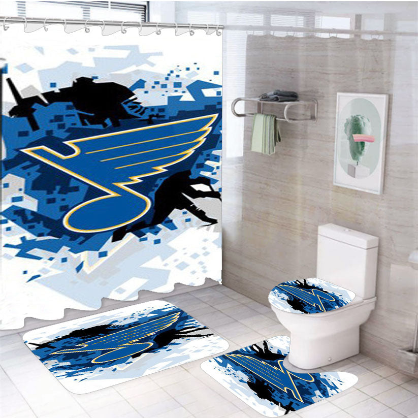 St Louis Blues Nhl Sport Logo 4Pcs Bathroom Set Shower Curtain
