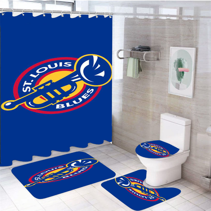 St Louis Blues Symbol 4Pcs Bathroom Set Shower Curtain