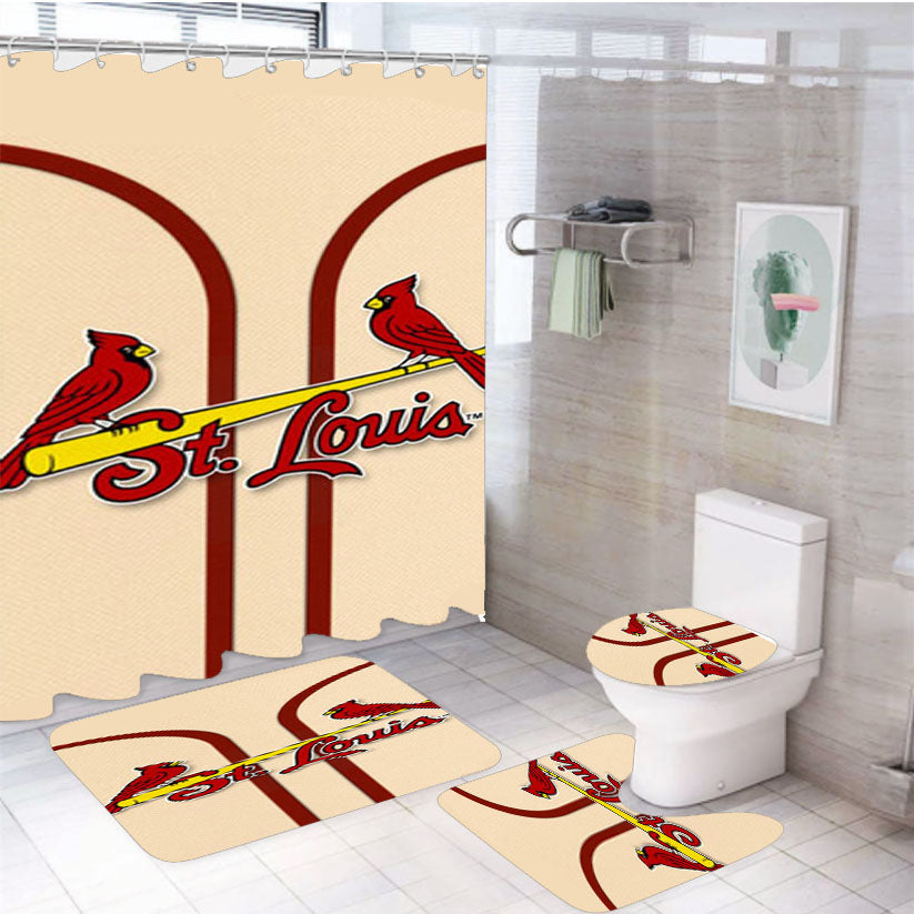 St Louis Cardinals Mlb 4Pcs Bathroom Set Shower Curtain