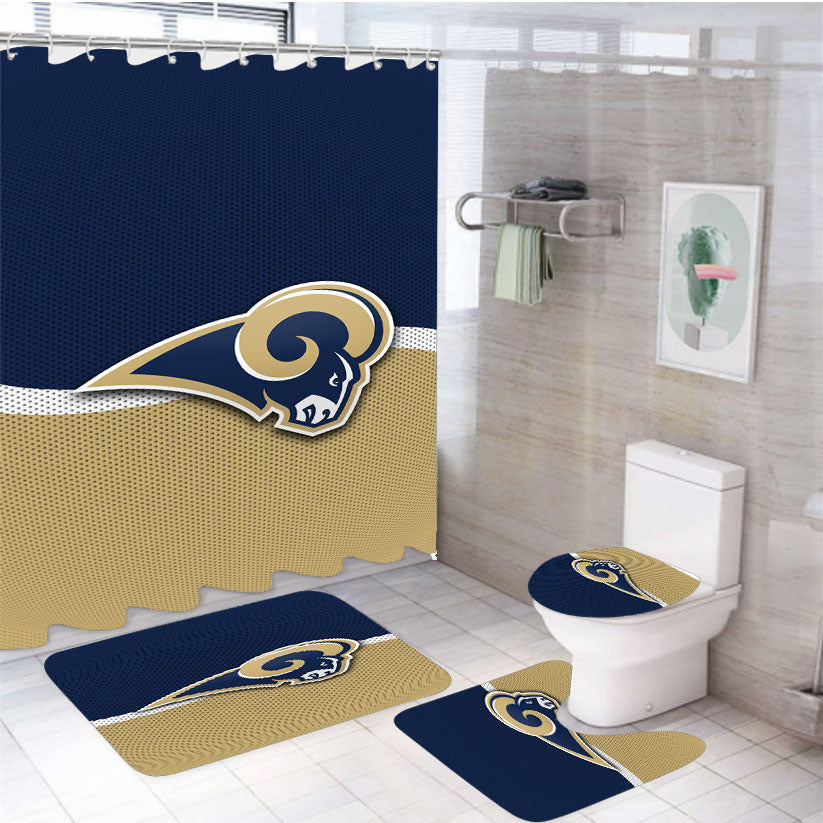 St Louis Rams Logo Jersey 4Pcs Bathroom Set Shower Curtain