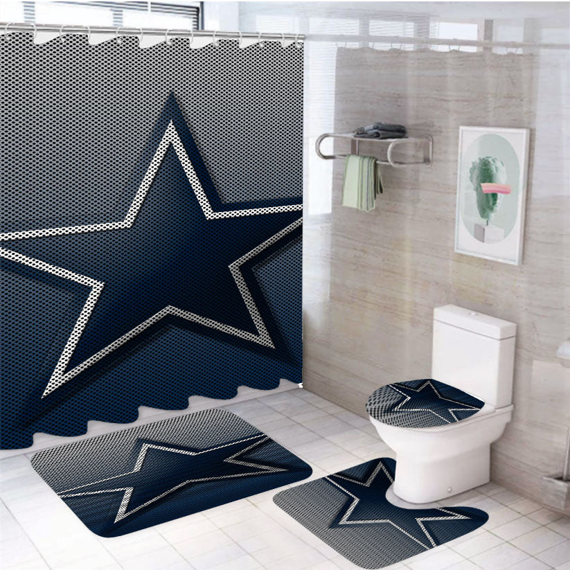 Star Dallas Cowboy Carbon Fiber Logo 4Pcs Bathroom Set Shower Curtain
