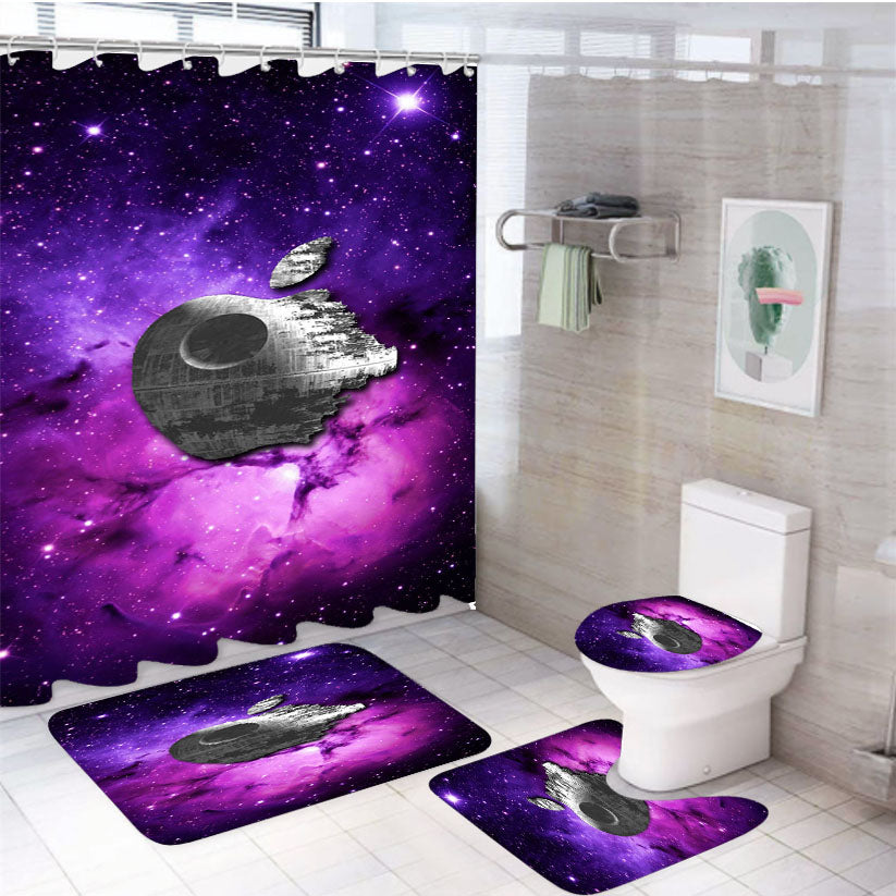 Star Wars Inspired Death Star Apple In Galaxy 4Pcs Bathroom Set Shower Curtain