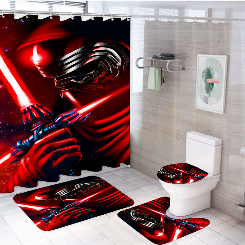 Star Wars Kylo Ren Redsaber 4Pcs Bathroom Set Shower Curtain