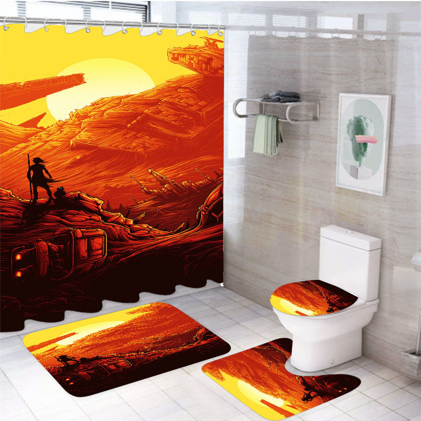 Star Wars The Force Awakens Jakku 4Pcs Bathroom Set Shower Curtain
