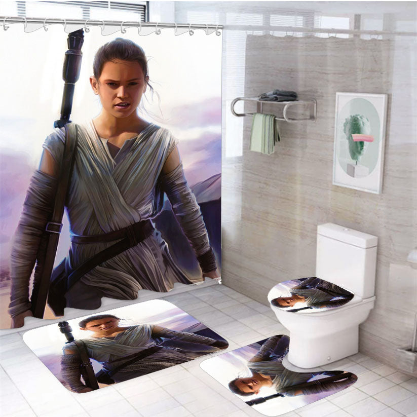 Star Wars The Force Awakens Rey 4Pcs Bathroom Set Shower Curtain