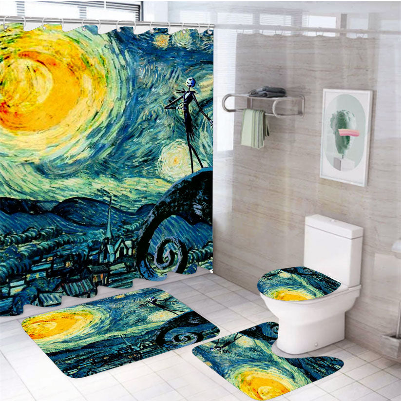 Starry Nightmare Before Christmas 4Pcs Bathroom Set Shower Curtain