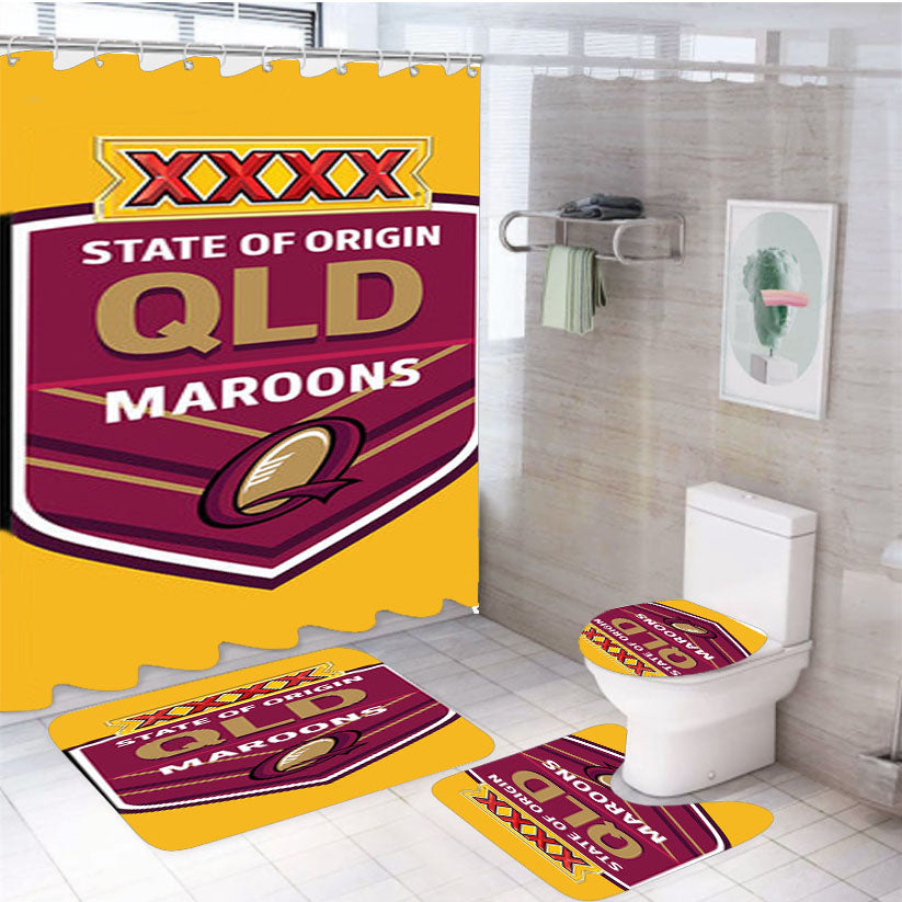 State Of Origin Maroons Yellow 4Pcs Bathroom Set Shower Curtain