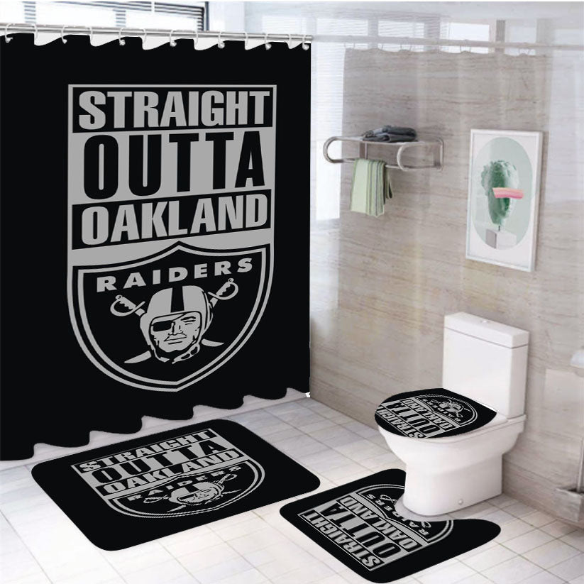 Straight Outta Oakland Raiders 4Pcs Bathroom Set Shower Curtain
