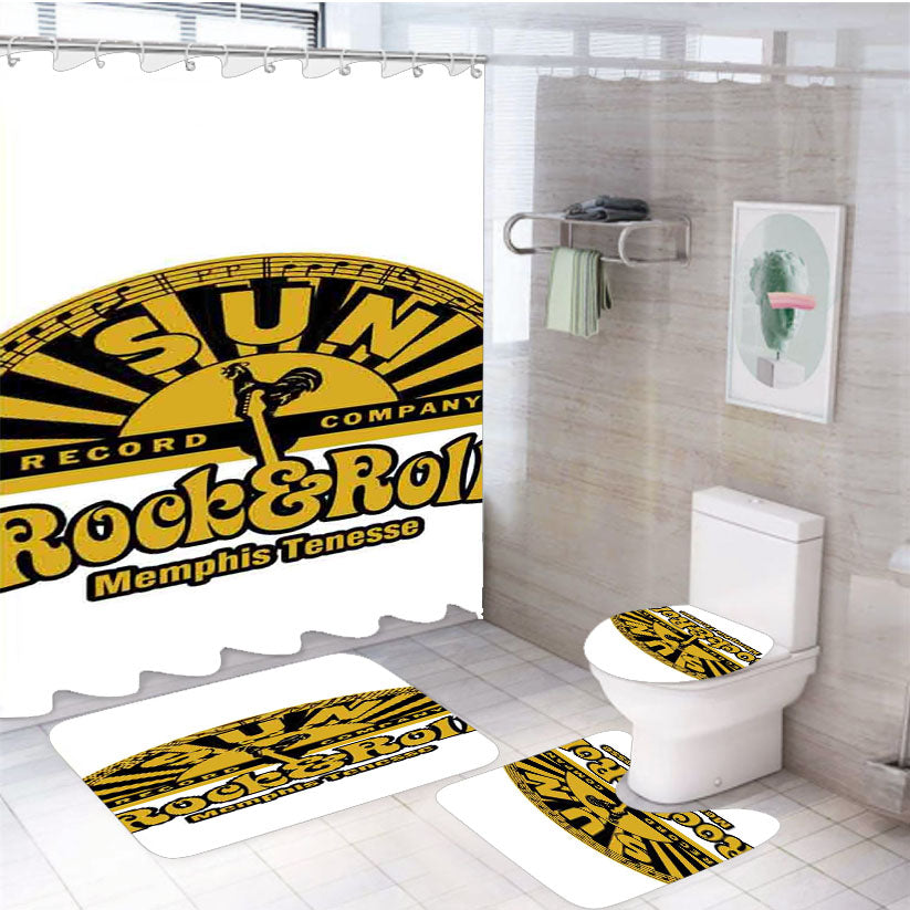 Sun Record Rock And Roll Memphis Tenesse 4Pcs Bathroom Set Shower Curtain
