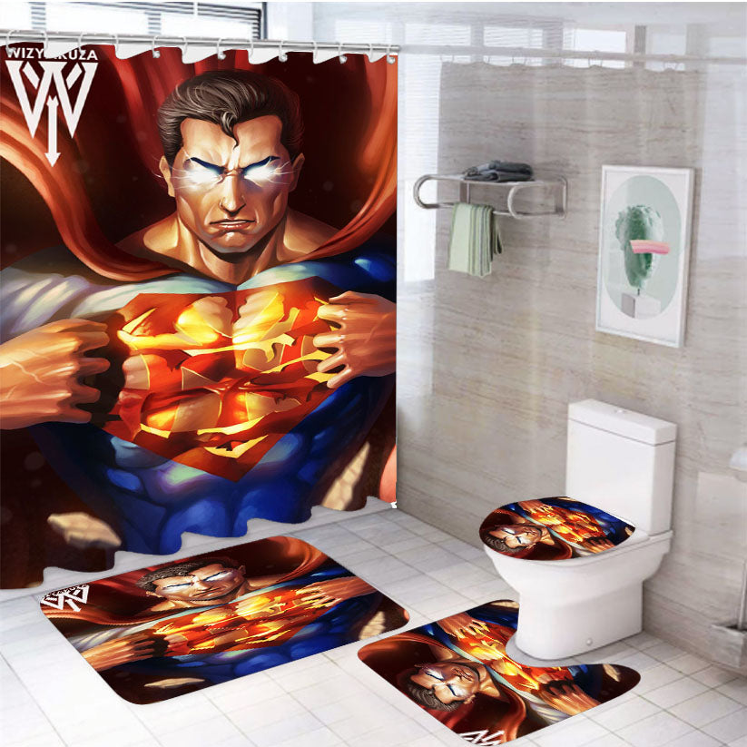 Superman Is New York Yankees 4Pcs Bathroom Set Shower Curtain