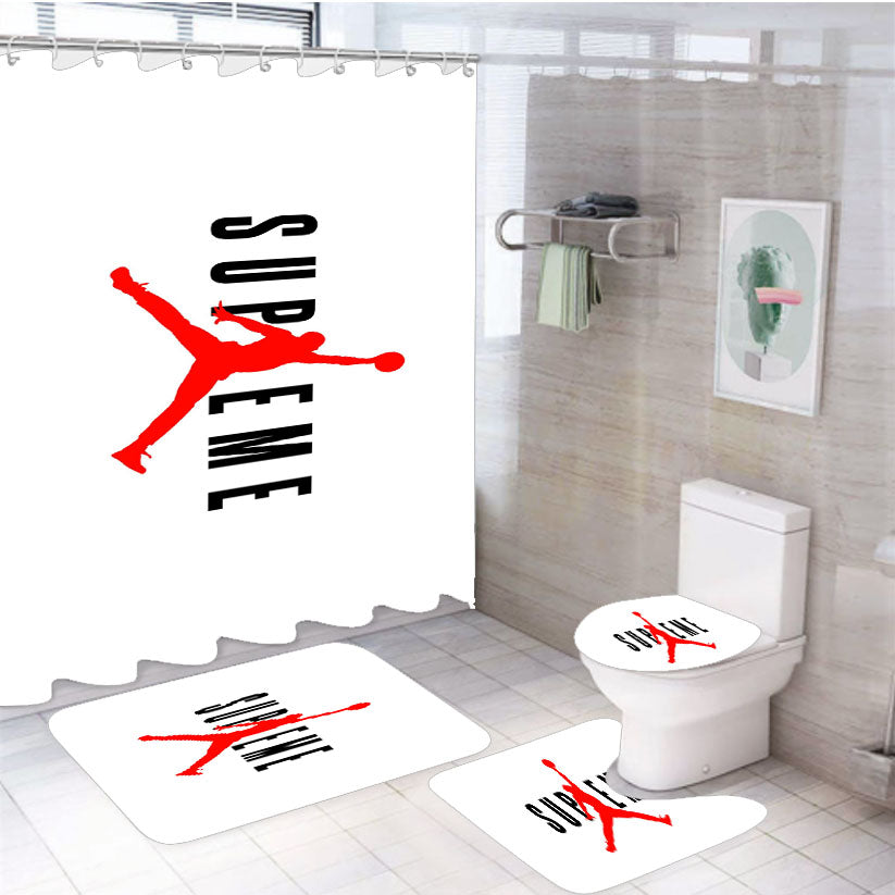 Supreme Jordan White 4Pcs Bathroom Set Shower Curtain
