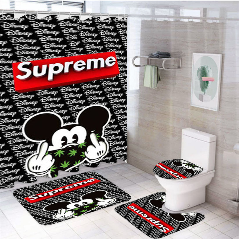 Supreme Mickey Mouse 4Pcs Bathroom Set Shower Curtain