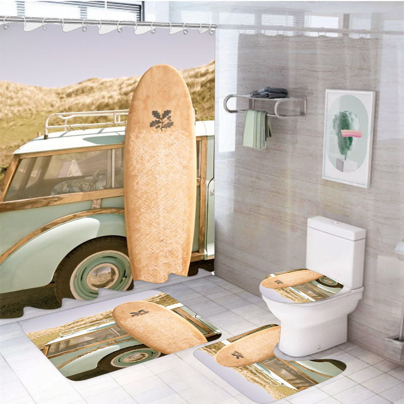Surfing Volkswagen 4Pcs Bathroom Set Shower Curtain