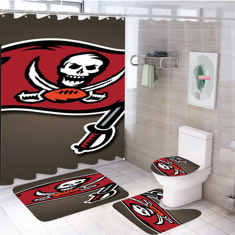Tampa Bay Bucs Flag Fade 4Pcs Bathroom Set Shower Curtain