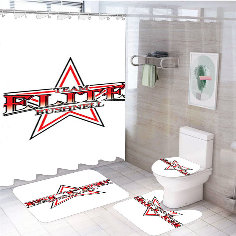 Team Elite Bushnell Baseball Logo White 4Pcs Bathroom Set Shower Curtain
