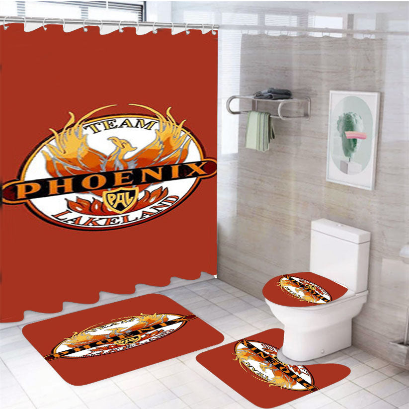 Team Phoening Lakeland Baseball Logo Red 4Pcs Bathroom Set Shower Curtain
