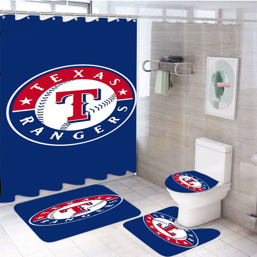 Texas Rangers 4Pcs Bathroom Set Shower Curtain