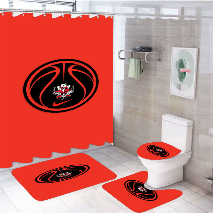 Texas Tech Red Raiders Basketball Logo 4Pcs Bathroom Set Shower Curtain