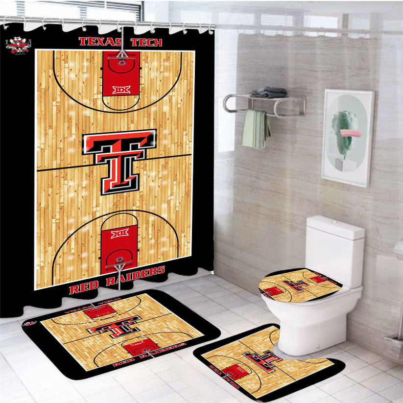Texas Tech Red Raiders Court 4Pcs Bathroom Set Shower Curtain