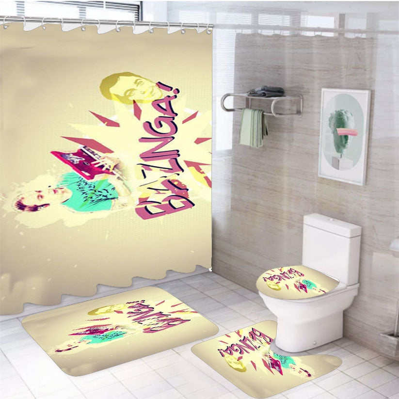 The Big Bang Theory Sheldon Bazinga 4Pcs Bathroom Set Shower Curtain