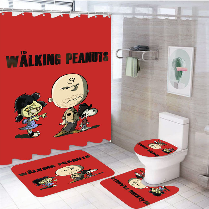 The Walking Peanuts 4Pcs Bathroom Set Shower Curtain