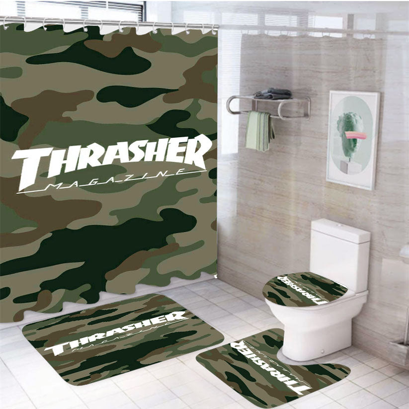 Thrasher Magazine Amry 4Pcs Bathroom Set Shower Curtain