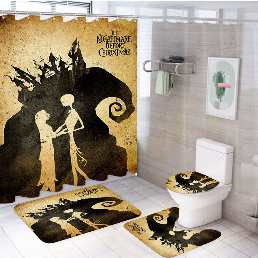 Tim Burton Nightmare Before Christmas 4Pcs Bathroom Set Shower Curtain
