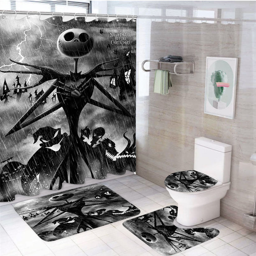 Tim Burtons The Nightmare Before Christmas 4Pcs Bathroom Set Shower Curtain