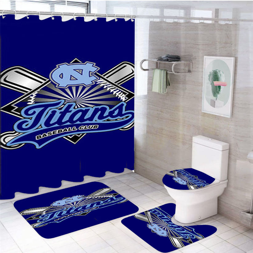 Titans Baseball Logo Blue 4Pcs Bathroom Set Shower Curtain