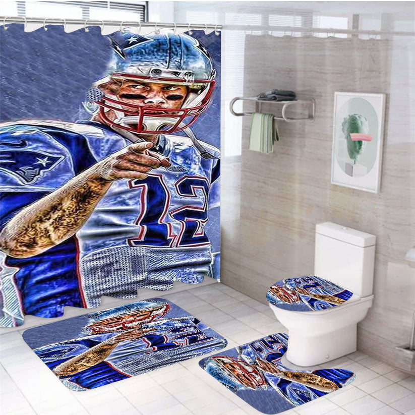 Tom Brady New England Patriots Nfl 4 4Pcs Bathroom Set Shower Curtain