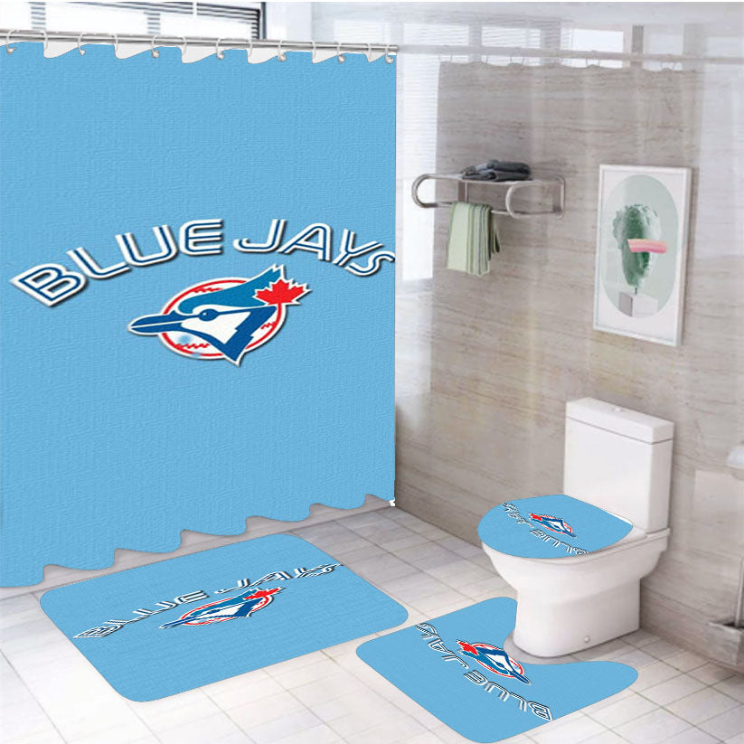 Toronto Blue Jays Design 4Pcs Bathroom Set Shower Curtain