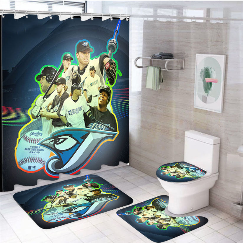 Toronto Blue Jays Mlb Baseball 4Pcs Bathroom Set Shower Curtain