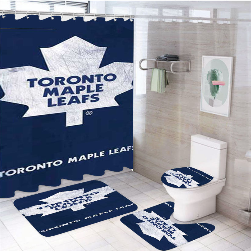 Toronto Maple Leafs Distressed 4Pcs Bathroom Set Shower Curtain