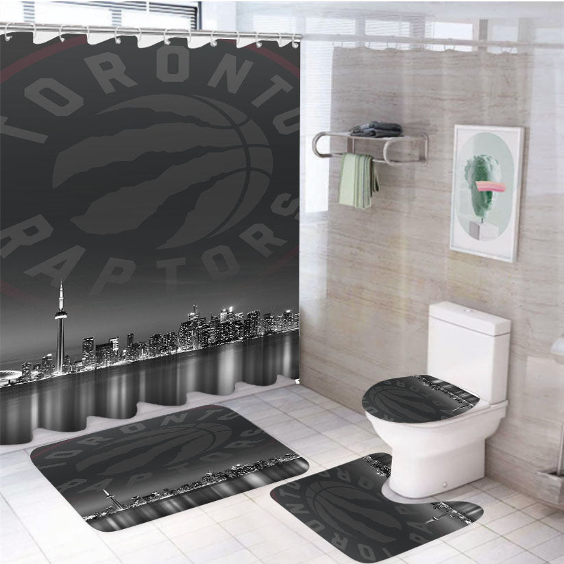 Toronto Raptors Night City 4Pcs Bathroom Set Shower Curtain