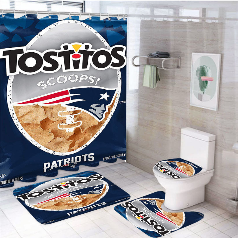 Tostitos Nfl New England Patriots Chips 4Pcs Bathroom Set Shower Curtain
