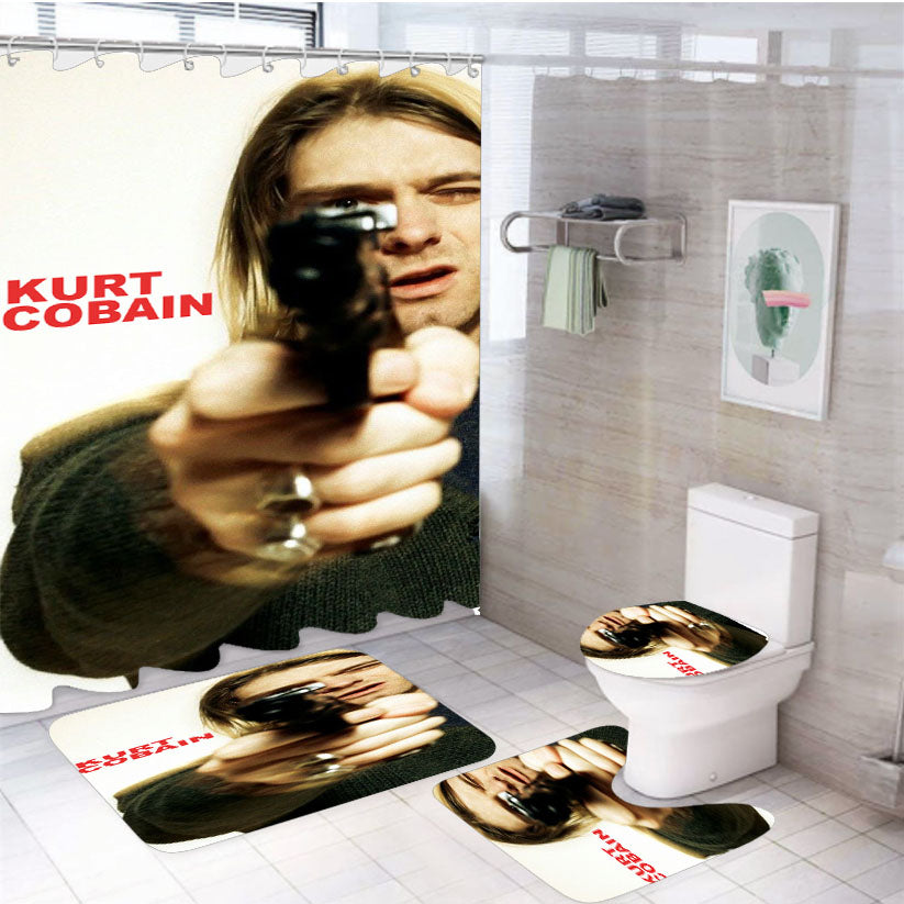Tribute To Legend Grunge Kurt Cobain 4Pcs Bathroom Set Shower Curtain