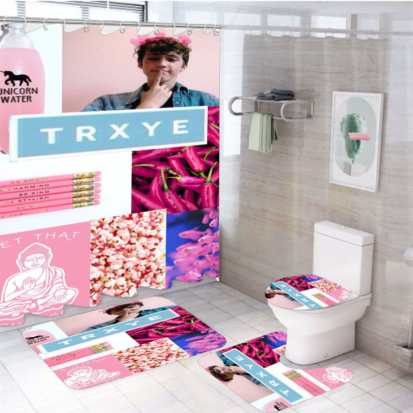 Troye Sivan Vintage Noise Collage 4Pcs Bathroom Set Shower Curtain