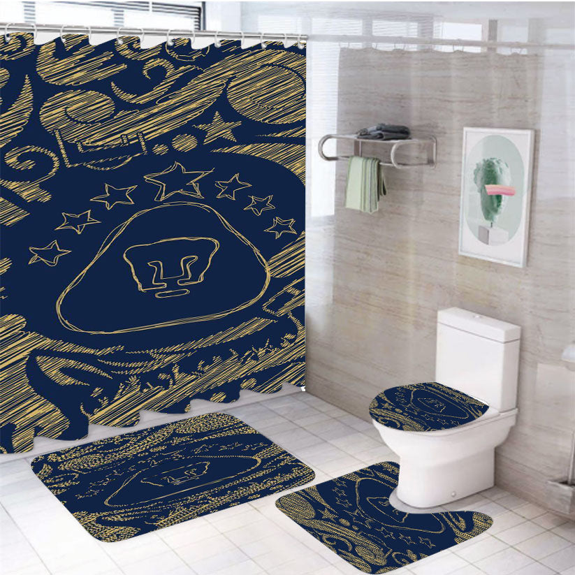 Unam Sketch 4Pcs Bathroom Set Shower Curtain