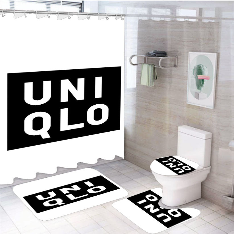 Uniqlo Logo Black 4Pcs Bathroom Set Shower Curtain