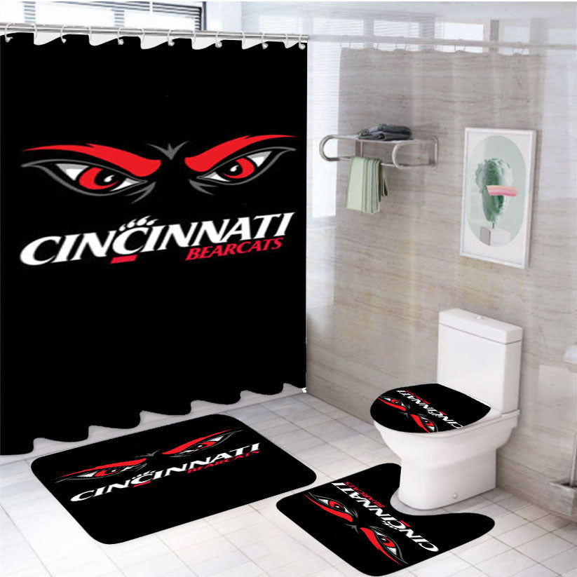 University Of Cincinnati Bearcats Logo 4Pcs Bathroom Set Shower Curtain