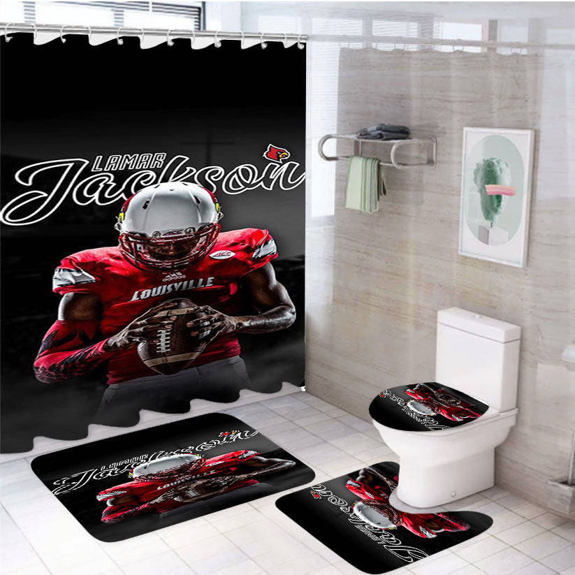 University Of Louisville Lamar Jackson 4Pcs Bathroom Set Shower Curtain