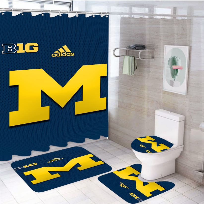 University Of Michigan Medical School Logo With Adidas 4Pcs Bathroom Set Shower Curtain