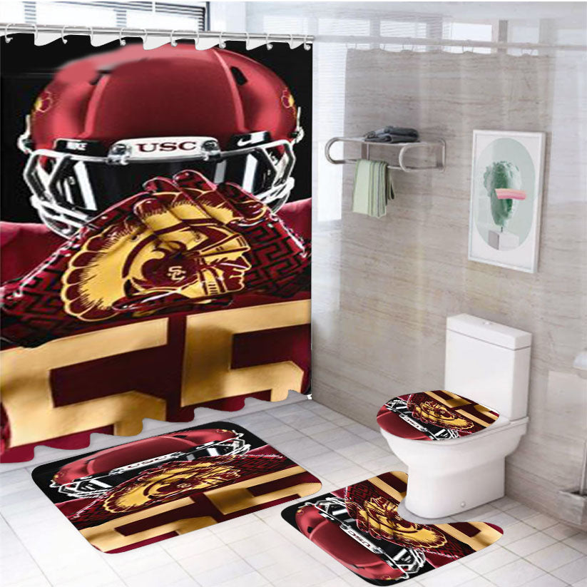Usc Trojans Football 4Pcs Bathroom Set Shower Curtain
