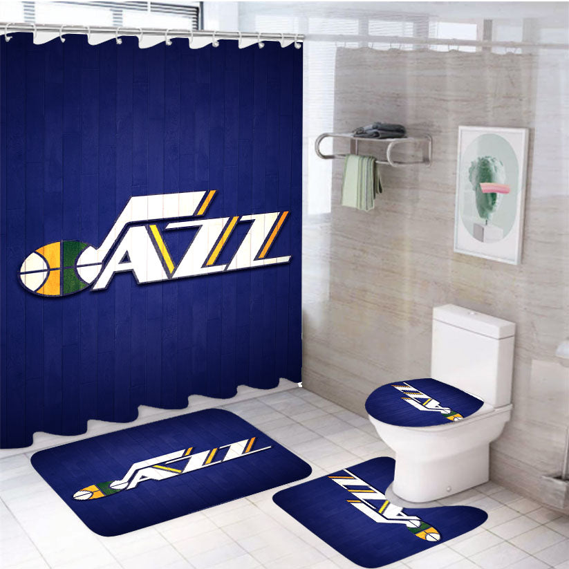 Utah Jazz Hardwood Wallpaper 4Pcs Bathroom Set Shower Curtain