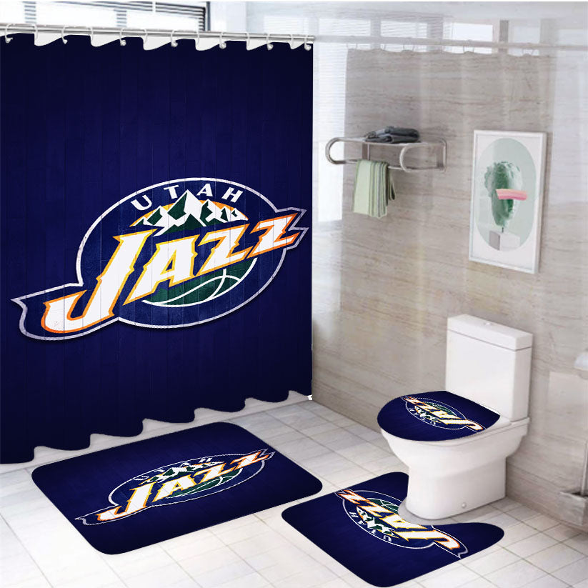 Utah Jazz Hardwood Wallpaper 2 4Pcs Bathroom Set Shower Curtain
