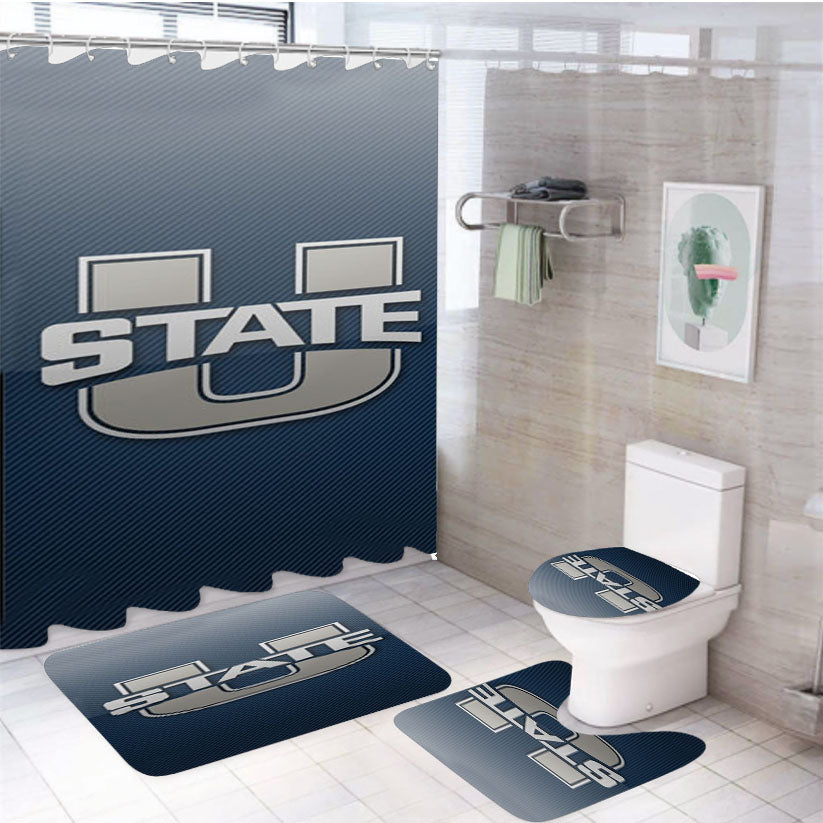 Utah State Aggies Logo 4Pcs Bathroom Set Shower Curtain