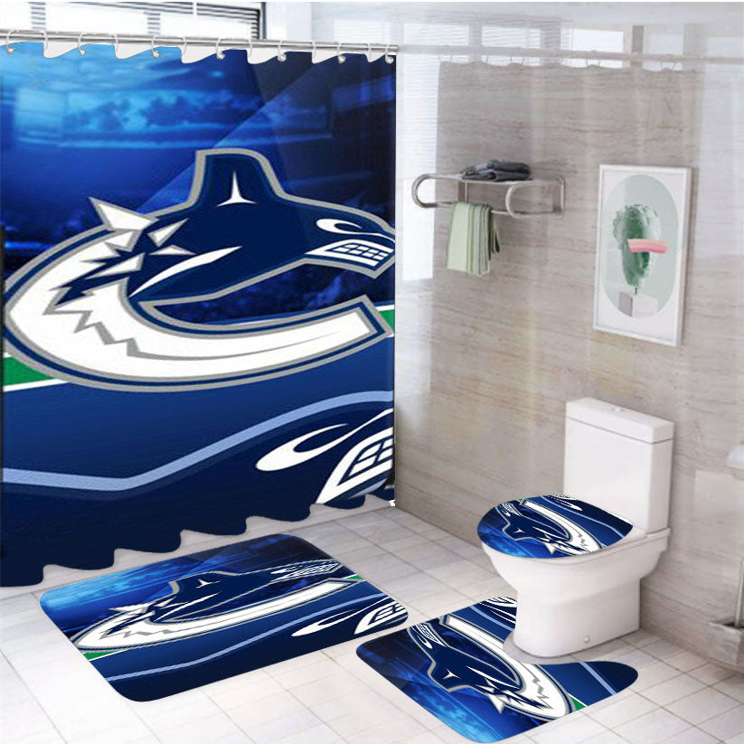 Vancouver Canucks Nhl Sport Logo 4Pcs Bathroom Set Shower Curtain